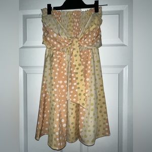 Boutique (Ruby and Jenna) Whiteroom + Cactus strapless ie front polka dot dress